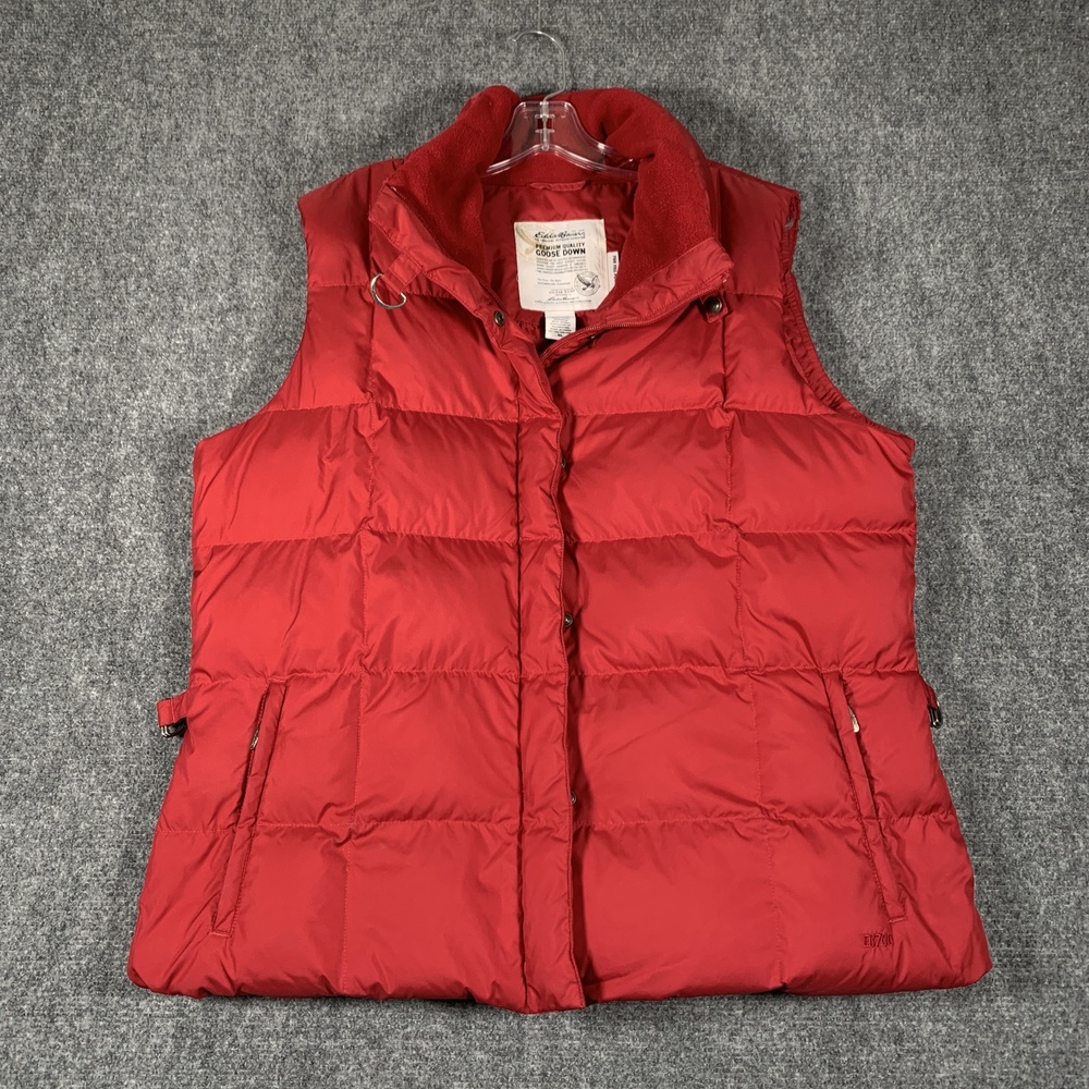 Eddie Bauer Vest Womens XL Red 700 Fill Goose Down Puffer EB700 Outdoor